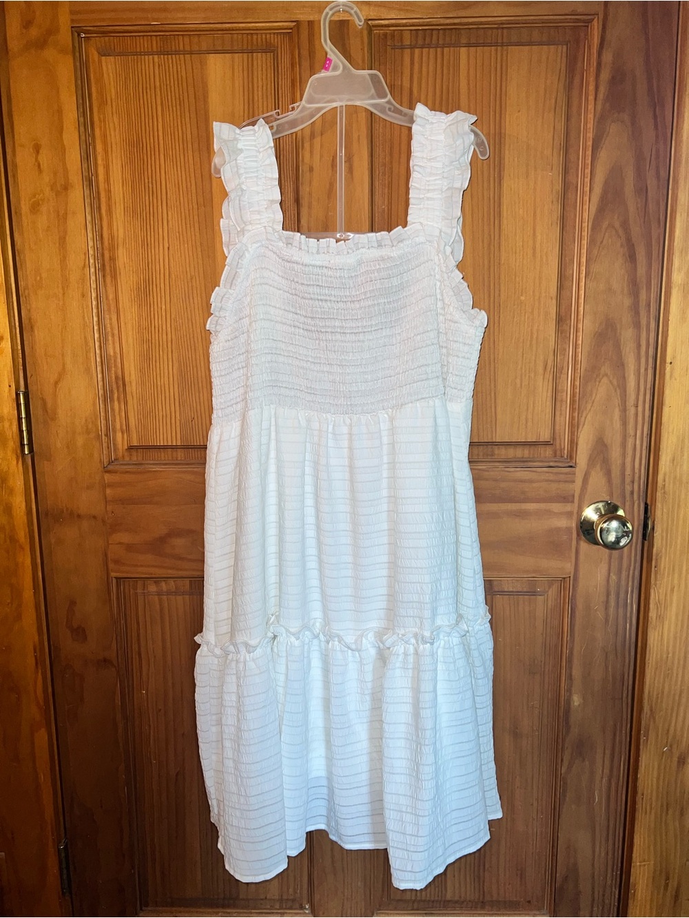 White Ruffled Sundress with Smocked Bodice